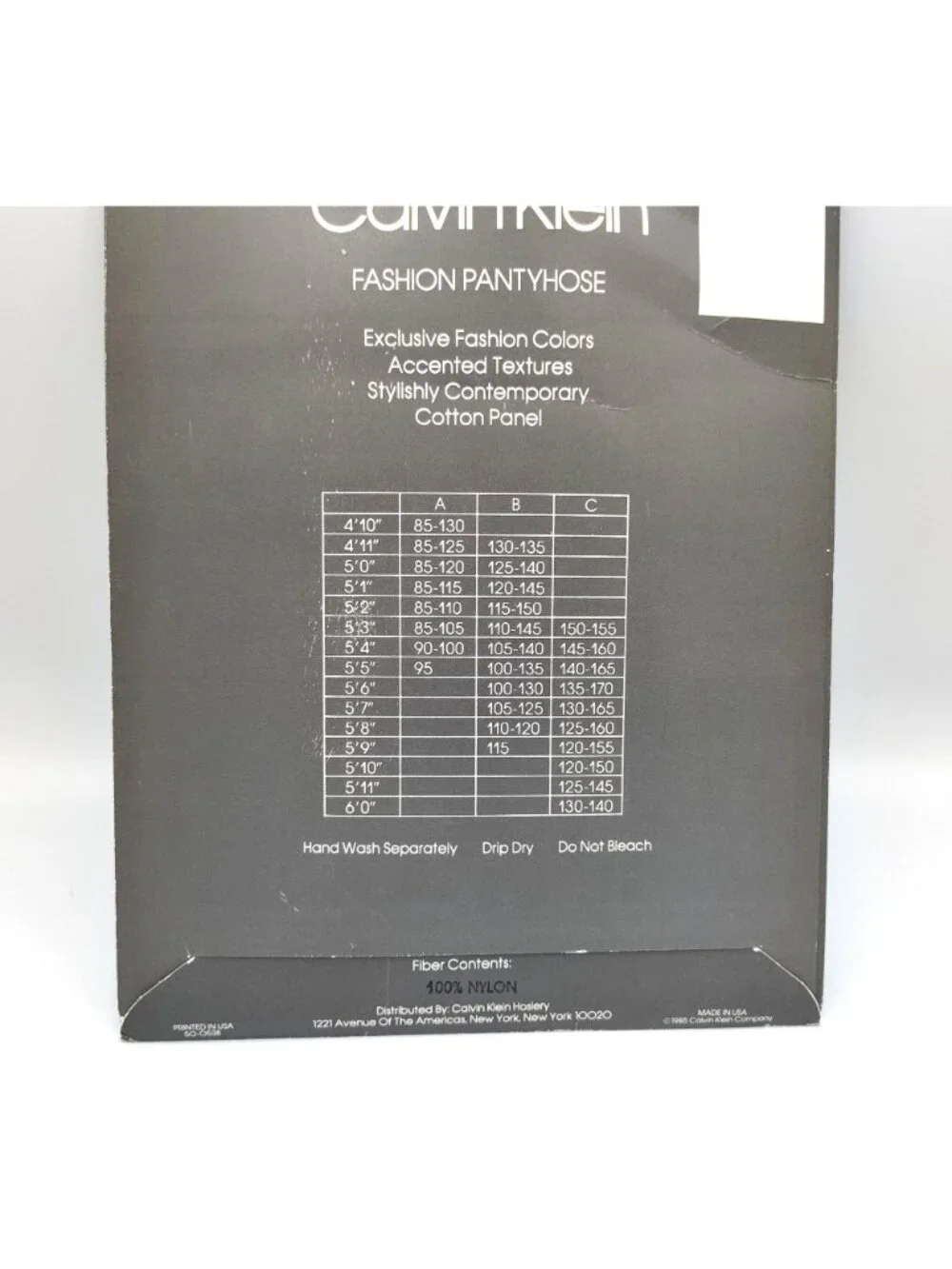 Calvin Klein Fashion Pantyhose Black Size C Sheer To Waist Sandaltoe Vintage